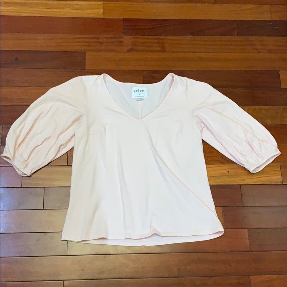 Anthropologie Velvet Bell-Sleeved Top